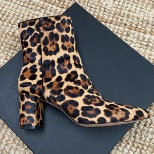 NIB J Crew Pointed Toe Sadie Ankle Boots in Leopard Calf Hair $258 Sz 6.5 J.Crew